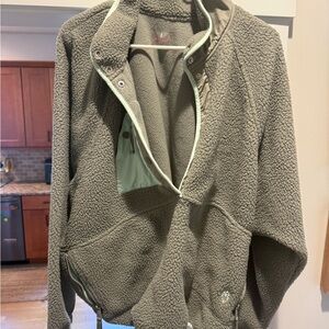Free People Olive Green Sherpa Teddy Jacket
